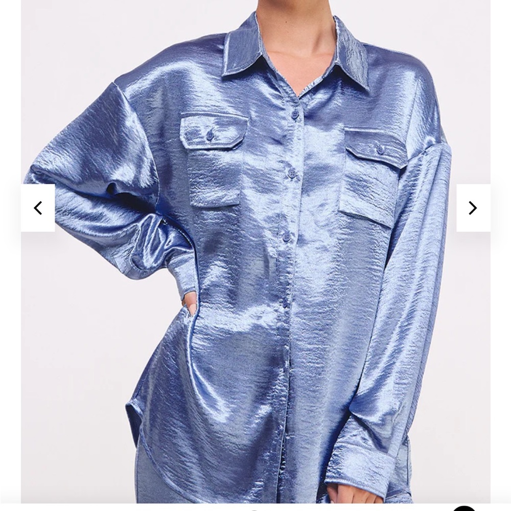 S’Edge Shimmering Blue Blouse with Silver Buttons